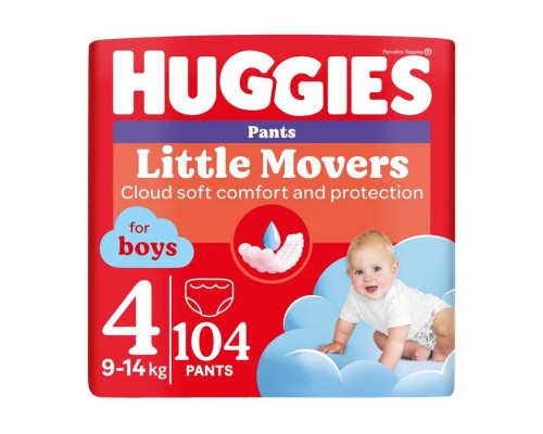 Підгузки Huggies Little Movers/Pants 4 M-Pack 9-14 кг для хлопчиків 104 шт (5029054568088)