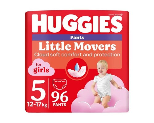 Підгузки Huggies Little Movers/Pants 5 (12-17 кг) для дівчаток 96 шт (5029054568170)
