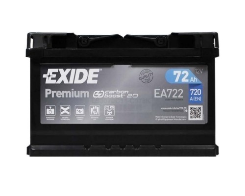 Акумулятор автомобільний EXIDE PREMIUM 72A (EA722)