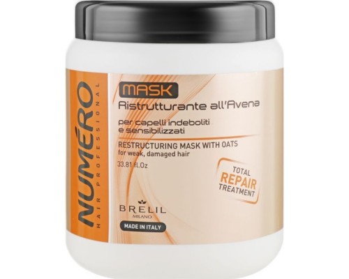 Маска для волосся Brelil Numero відновлююча з екстрактом вівса 1 л (8011935052875)