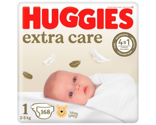 Підгузки Huggies Extra Care Розмір 1 (2-5 кг) M-Pack 168 шт (5029054234747/5029053549620)