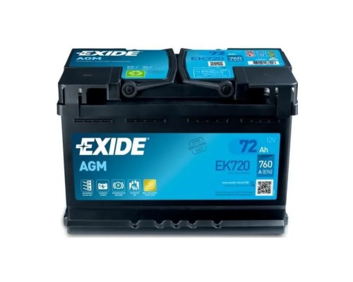 Акумулятор автомобільний EXIDE START-STOP AGM 72Ah 760EN (EK720)