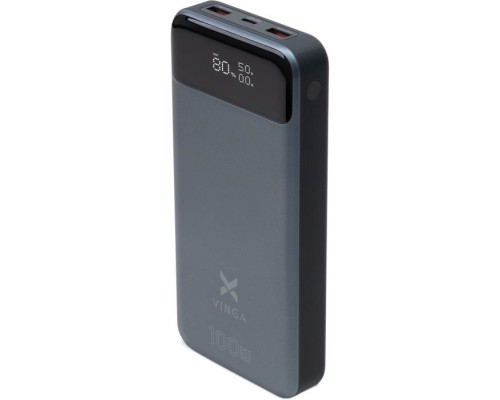 Батарея універсальна Vinga 30000 mAh 100W Display VA Grey (Li-Ion) (VPBB30100)