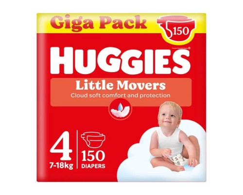 Підгузки Huggies Little Movers 4 (7-18 кг) M-pack, 150 шт (5029053583402)