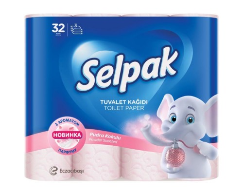 Туалетний папір Selpak Perfumed Пудра 3 шари 32 рулони (8690530324824)