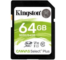 Карта пам'яті Kingston 64GB SDXC class 10 UHS-I U3 Canvas Select Plus (SDS2/64GB)