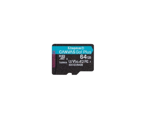 Карта пам'яті Kingston 64GB microSD class 10 UHS-I U3 A2 Canvas Go Plus (SDCG3/64GBSP)