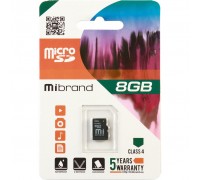 Карта пам'яті Mibrand 8GB microSD class 4 (MICDC4/8GB)