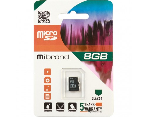 Карта пам'яті Mibrand 8GB microSD class 4 (MICDC4/8GB)