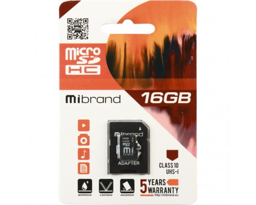 Карта пам'яті Mibrand 16GB microSDHC class 10 UHS-I (MICDHU1/16GB-A)