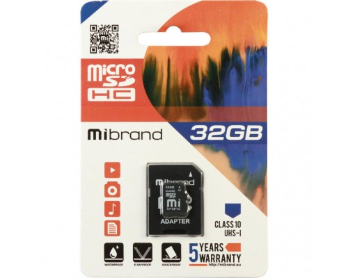 Карта пам'яті Mibrand 32GB microSDHC class 10 UHS-I (MICDHU1/32GB-A)