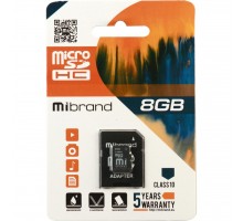 Карта пам'яті Mibrand 8GB microSDHC class 10 (MICDHC10/8GB-A)