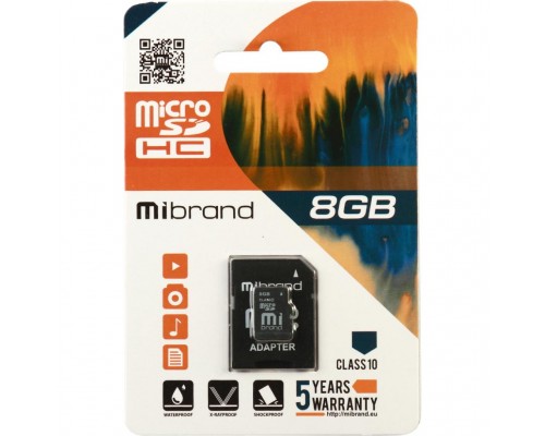 Карта пам'яті Mibrand 8GB microSDHC class 10 (MICDHC10/8GB-A)