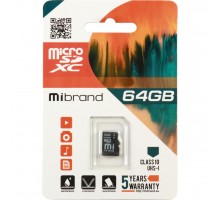 Карта пам'яті Mibrand 64GB microSDXC class 10 UHS-I (MICDXU1/64GB)