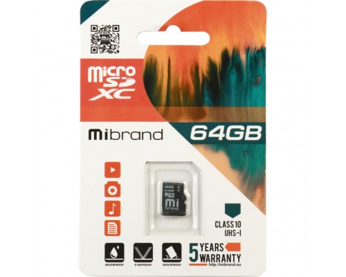 Карта пам'яті Mibrand 64GB microSDXC class 10 UHS-I (MICDXU1/64GB)