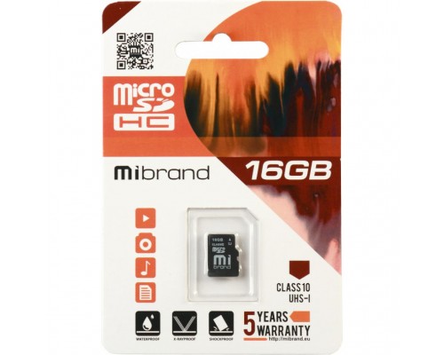 Карта пам'яті Mibrand 16GB microSDHC class 10 UHS-I (MICDHU1/16GB)