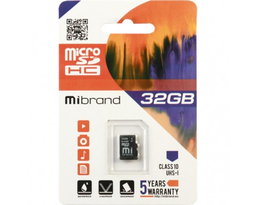 Карта пам'яті Mibrand 32GB microSDHC class 10 UHS-I (MICDHU1/32GB)
