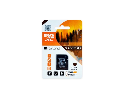 Карта пам'яті Mibrand 128GB microSDXC UHS-I U3 + SD-адаптер (MICDHU3/128GB-A)